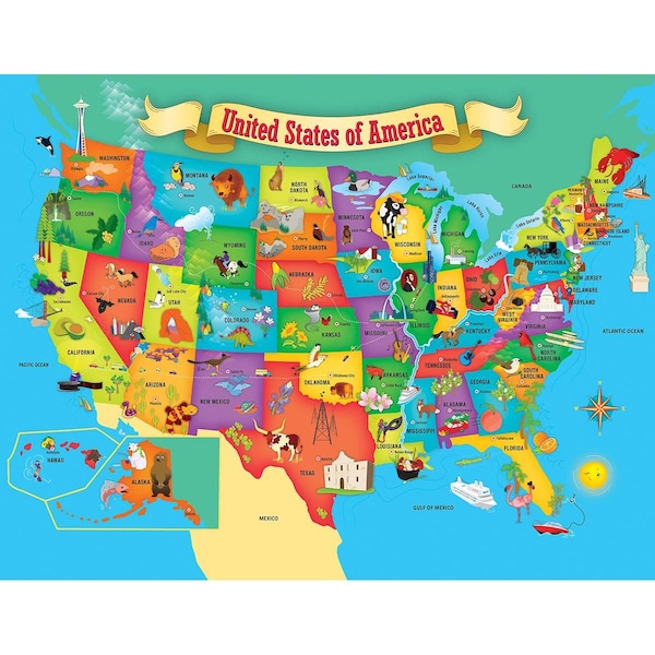 The Mountain Valley® Spring Water Master Pieces 11815 Educational USA Map State Shaped Puzzle 11815 - main